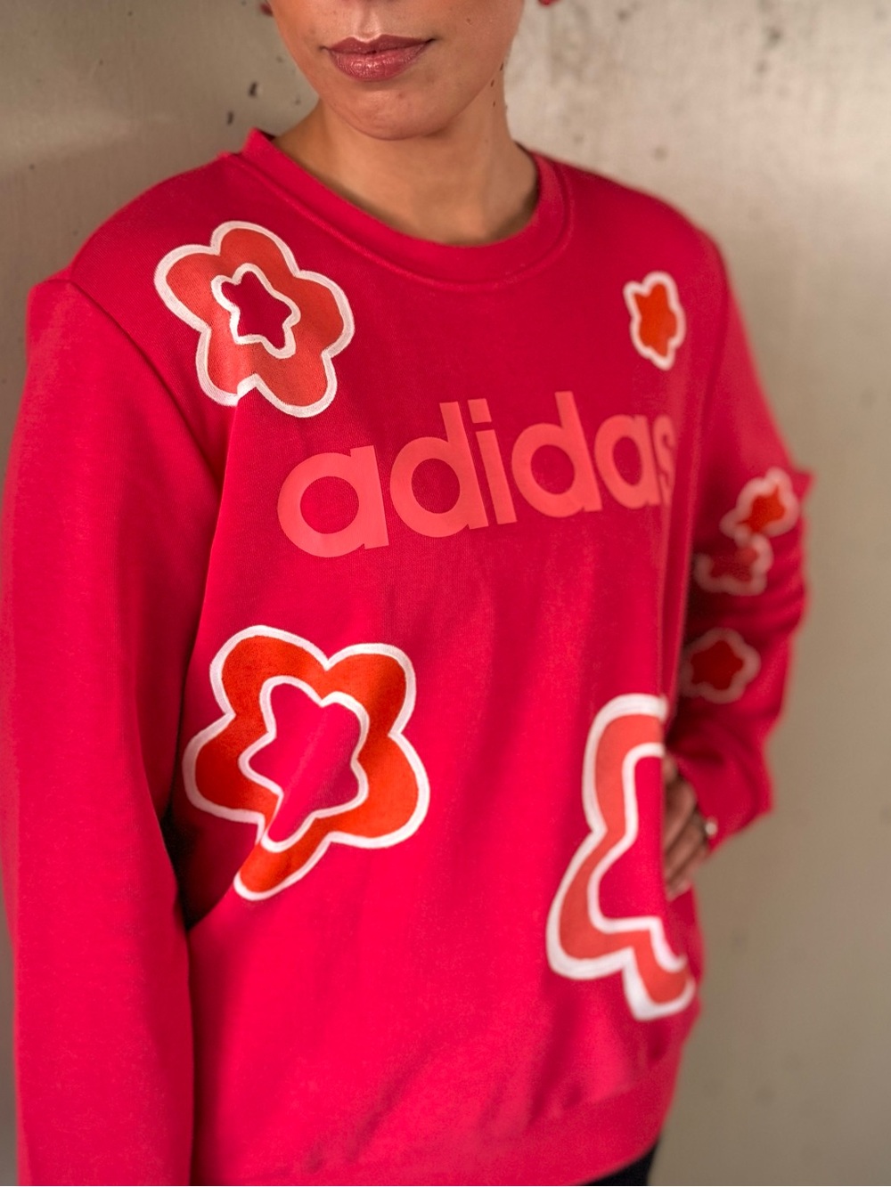 Adidas X Hello Love Pink Flower Sweatshirt - Picture 2 of 3